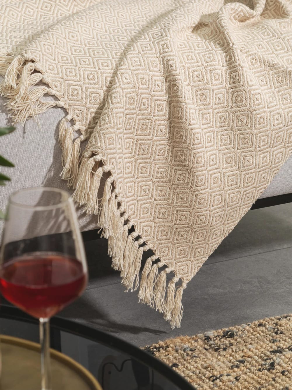 Plaid en coton beige 125x150 — vue 4