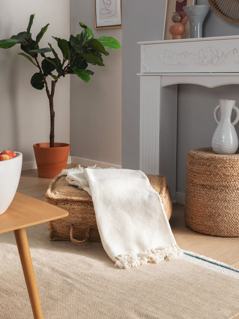 Manta de algodón ivory 125x150 - Maisons du Monde