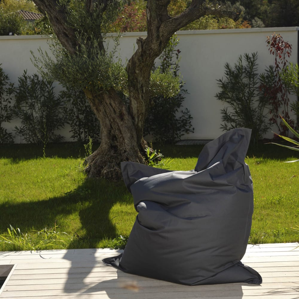 Pouf xxl intérieur extérieur déhoussable en tissu gris 140x180cm - Maisons du Monde
