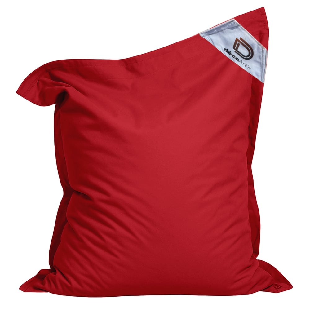 Pouf XXL intérieur extérieur déhoussable en tissu rouge 140x180cm