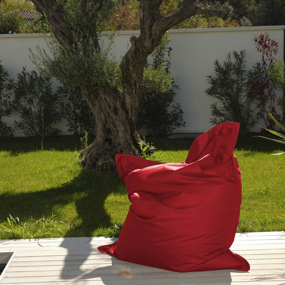 Pouf xxl intérieur extérieur déhoussable en tissu rouge 140x180cm - Maisons du Monde