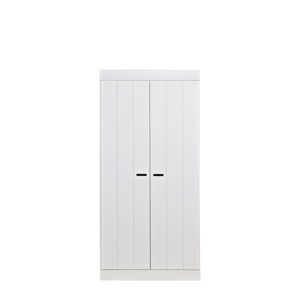 WOOOD Holzkleiderschrank mit 2 Türen und 1 Regal, weiß style modern - Holz