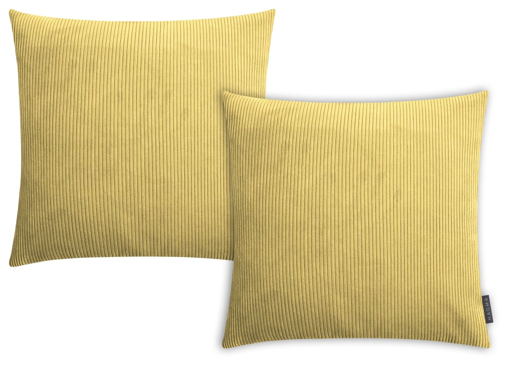Housses de coussin velours cotelé jaune- Lot de 2-50x50