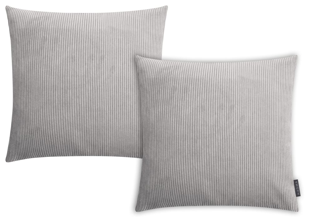 Housses de coussin velours cotelé gris-Lot de 2-50x50