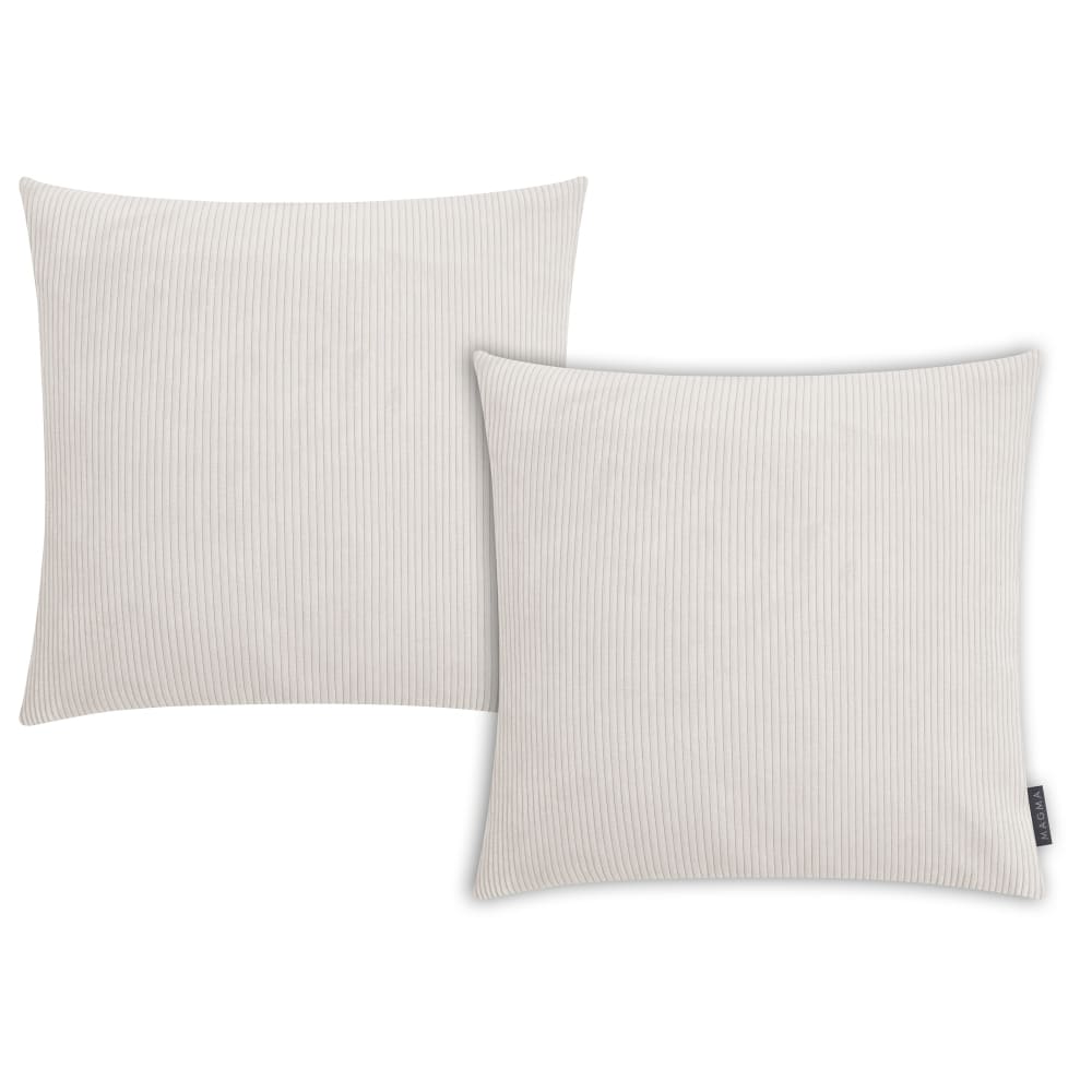Magma Housses de coussin velours cotelé ivoire- lot de 2-50x50 style classique chic Beige Certifié Oeko-Tex Pes - Polyester