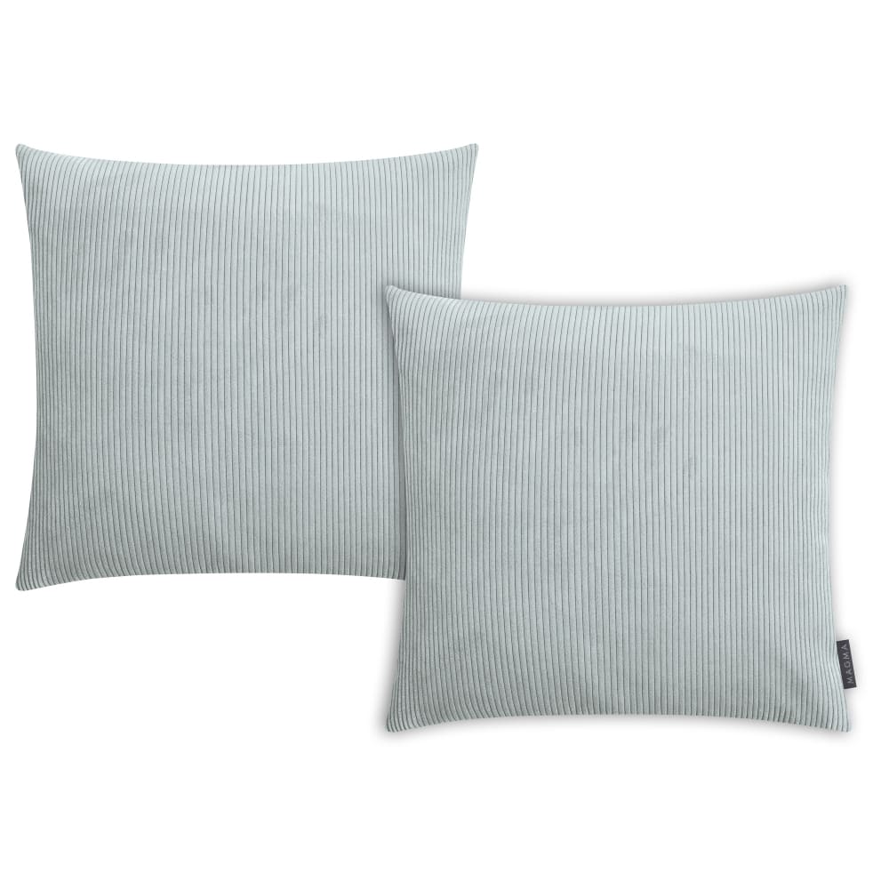 Magma Housses de coussin velours cotelé bleu ciel- lot de 2-50x50 style classique chic Certifié Oeko-Tex - Pes - Polyester