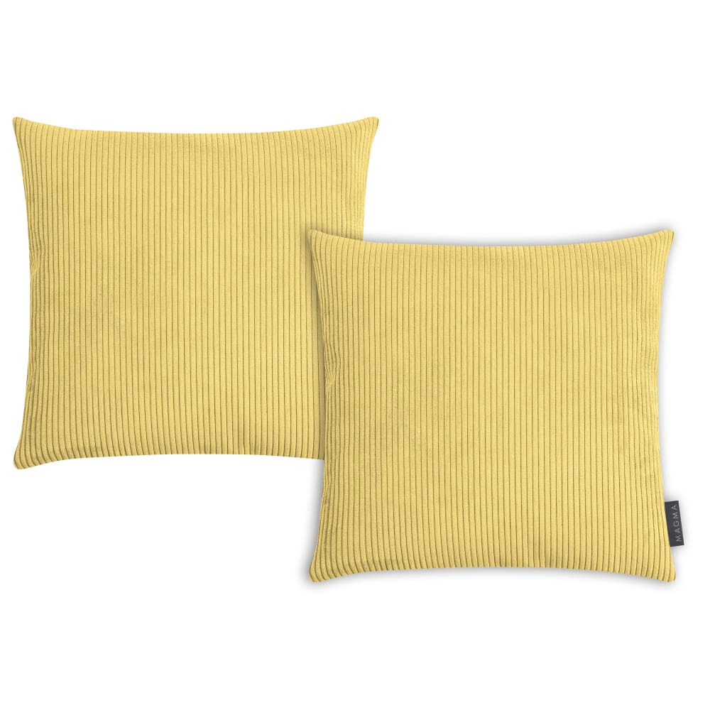 Magma Housses de coussin velours cotelé jaune - lot de 2 - 40x40 style classique chic Certifié Oeko-Tex - Pes - Polyester