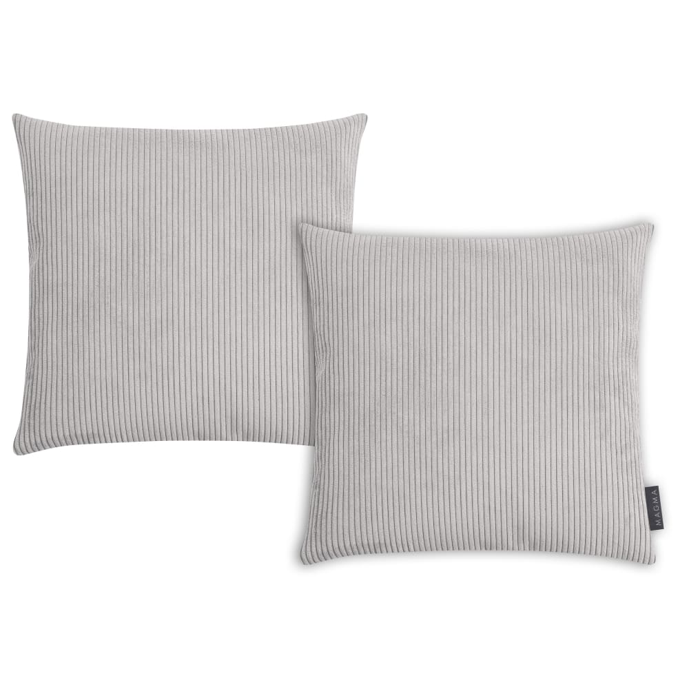 Magma Housses de coussin velours cotelé gris - lot de 2 - 40x40 style classique chic Certifié Oeko-Tex - Pes - Polyester