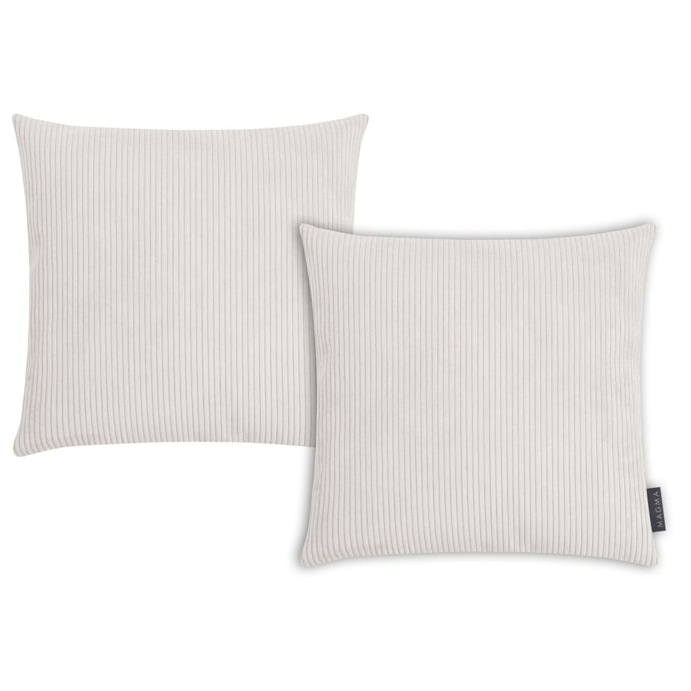 Magma Housses de coussin velours cotelé ivoire - lot de 2 - 40x40 style classique chic Beige Certifié Oeko-Tex Pes - Polyester