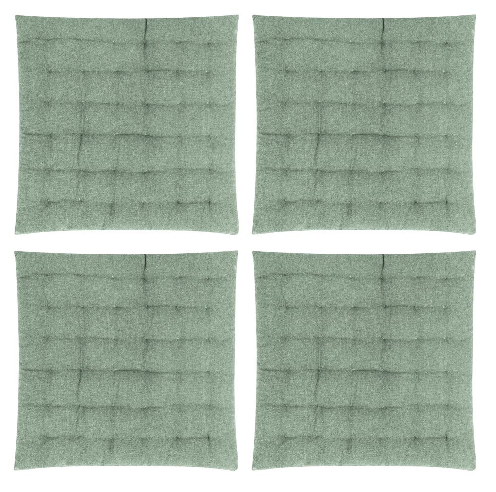 Galettes de chaise capitonnées jade -lot de4- 40x40x4