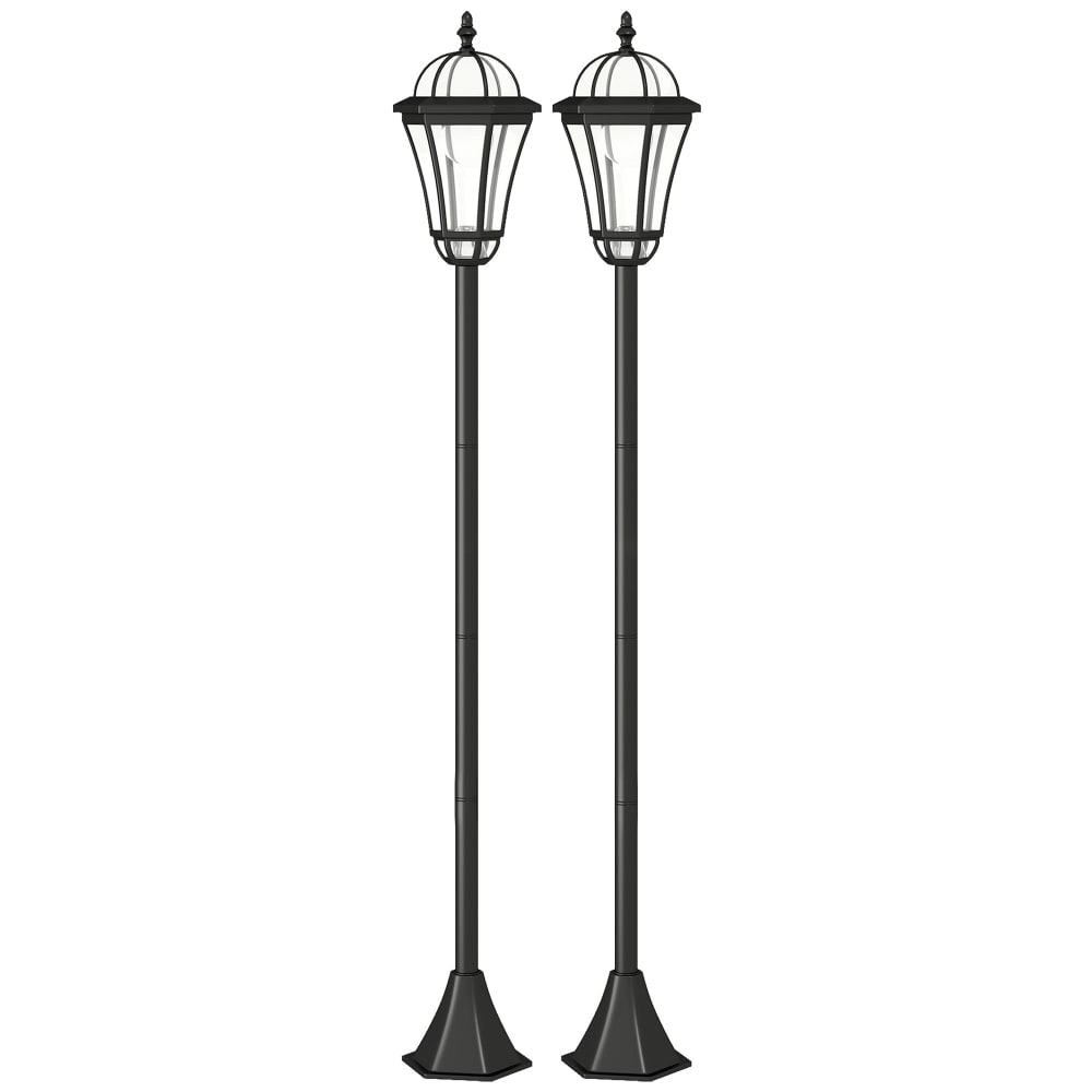 2 Solar-Außenleuchten, 15 Lm Ø18,5x129H cm schwarz - Maisons Du