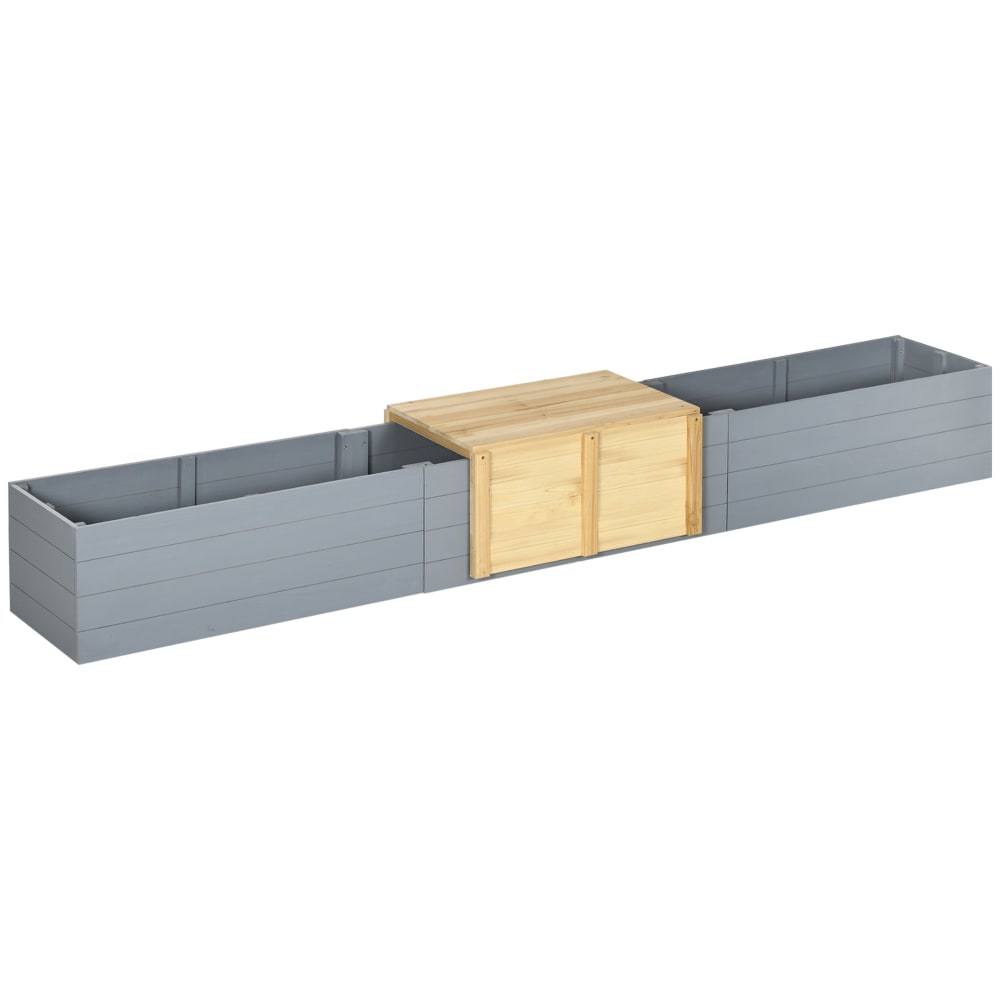 Banc de jardin jardinière 2 en 1 - banc amovible sapin pré-huilé gris