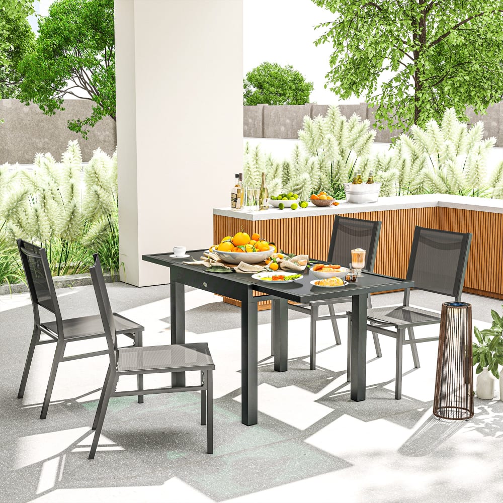 Table extensible de jardin grande taille anthracite noir - Maisons du Monde
