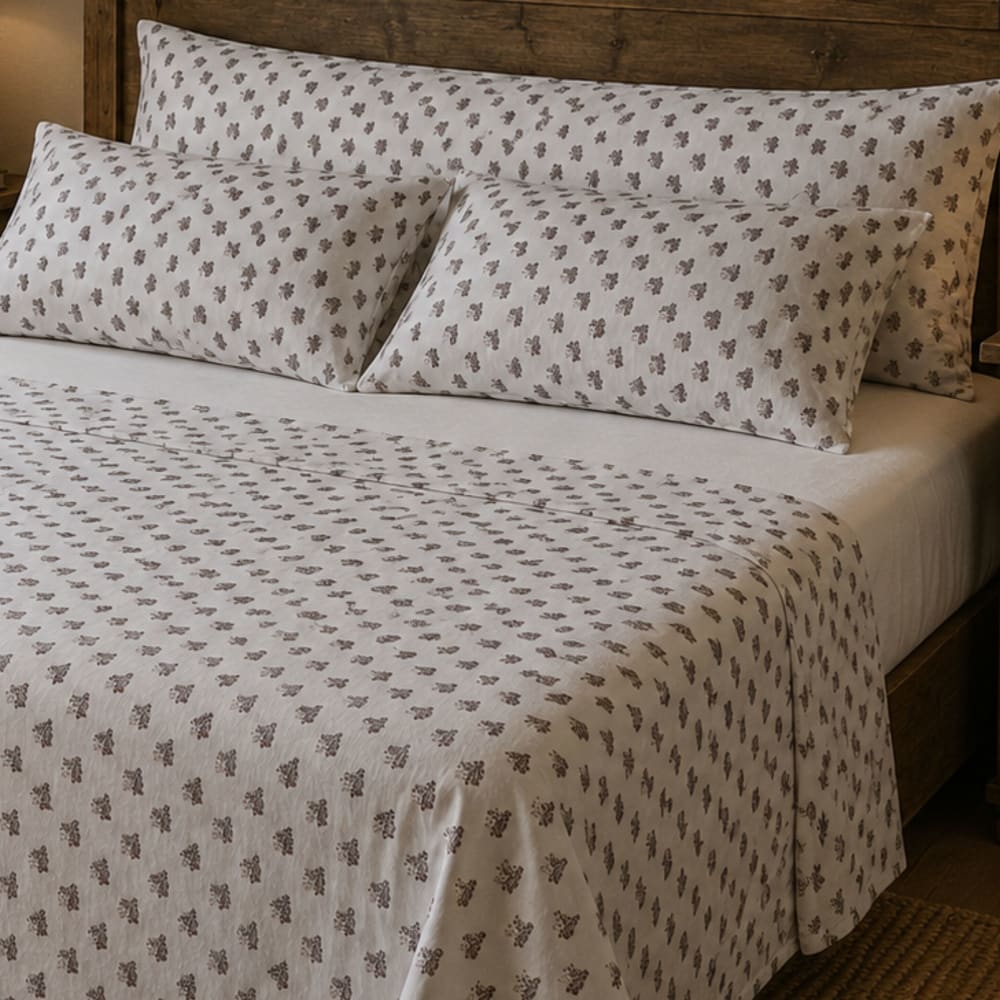 Juego de sábanas algodón 100% 3 piezas flores pequeñas - cama 135 cm - Maisons du Monde
