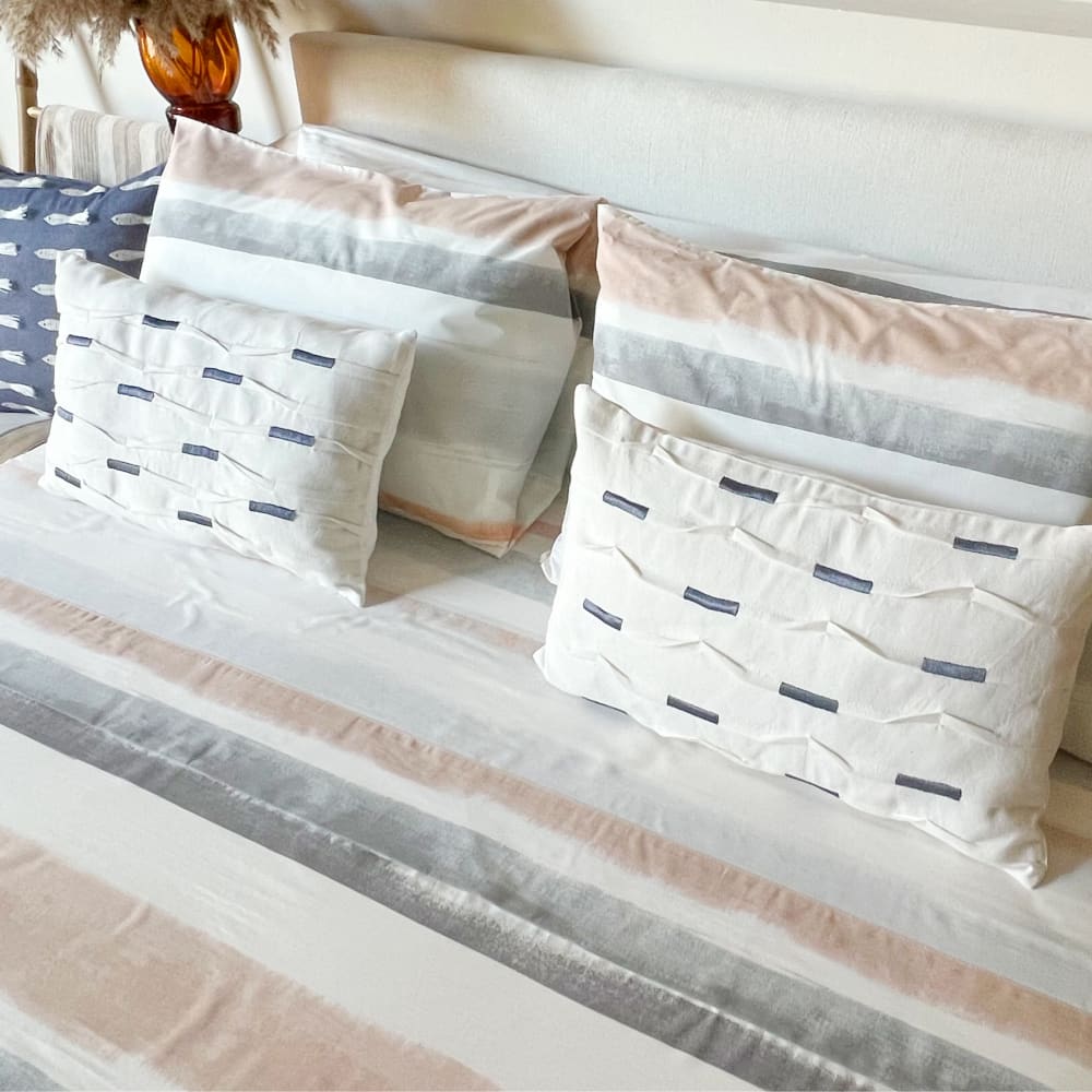 Juego de sábanas algodón 100% rayas terracota 3 piezas cama 135 cm - Maisons du Monde
