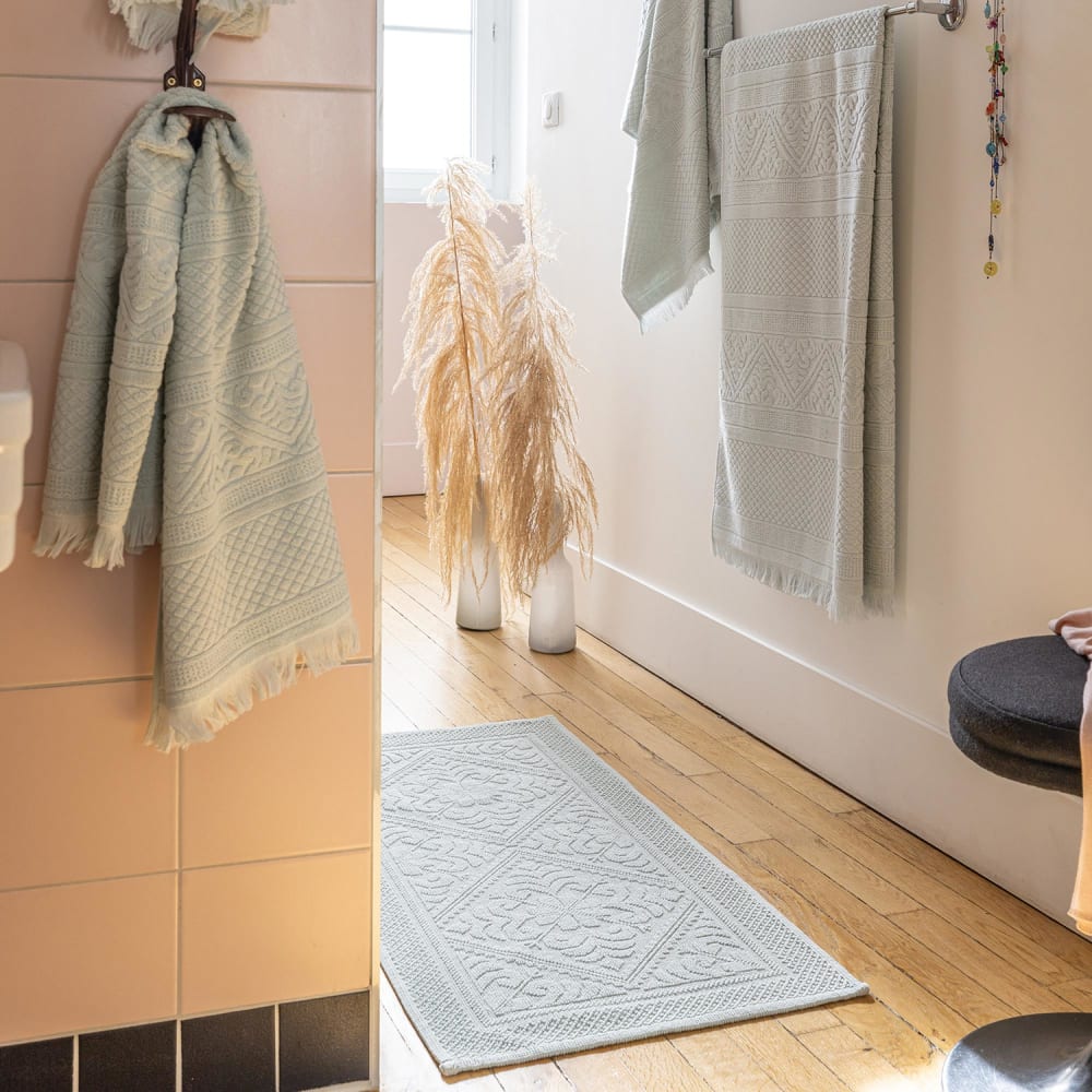 Tapis de bain uni en coton jade 54 x 64 cm - Maisons du Monde