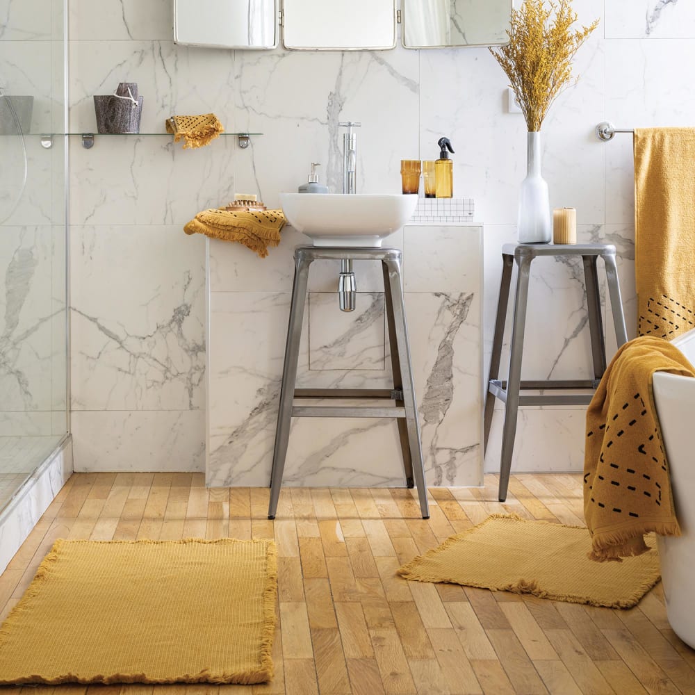 Tapis de bain uni en coton bronze 54 x 110 cm - Maisons du Monde