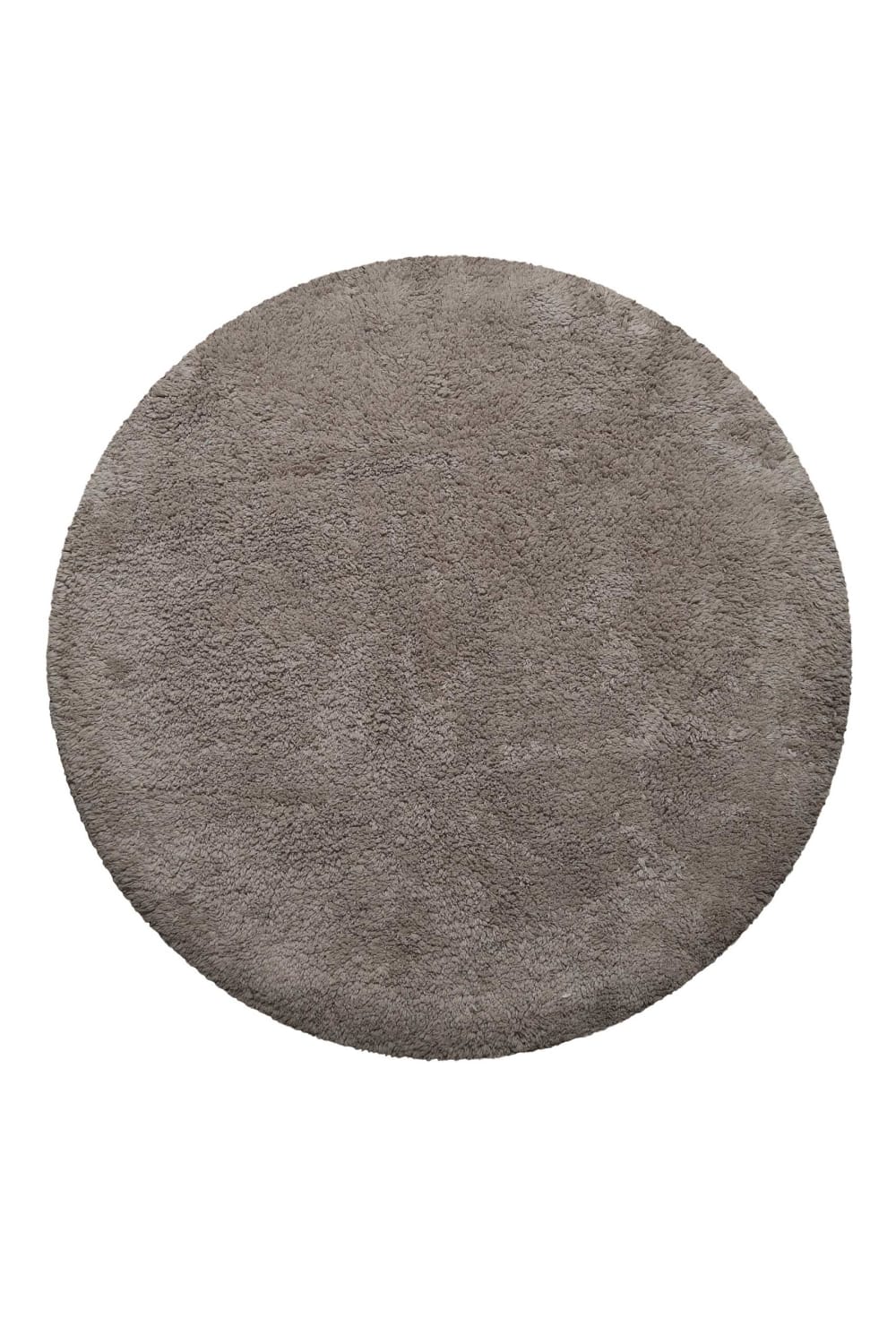 Tapis de bain rond doux marron taupe coton 90 rd.