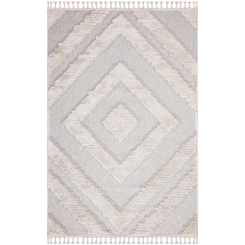 Tapis Boho Chic à franges tressées Crème,GrisBleu 120x170cm
