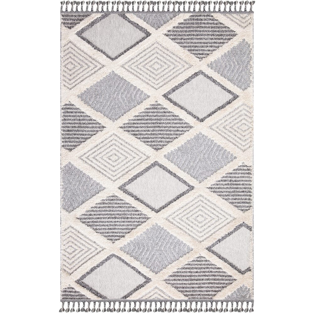 Tapis Boho Chic à franges tressées Multicolore 120x170cm