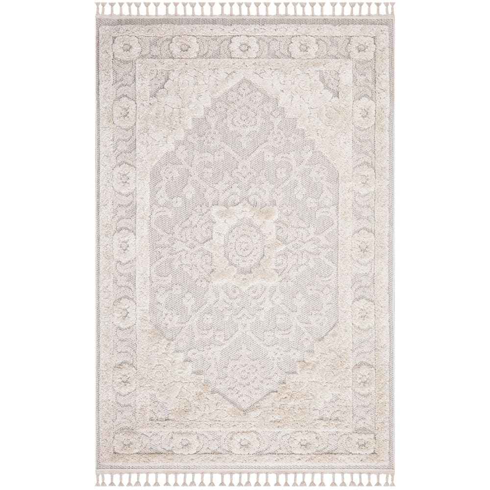 Tapis Boho Chic à franges tressées Crème 140x200cm