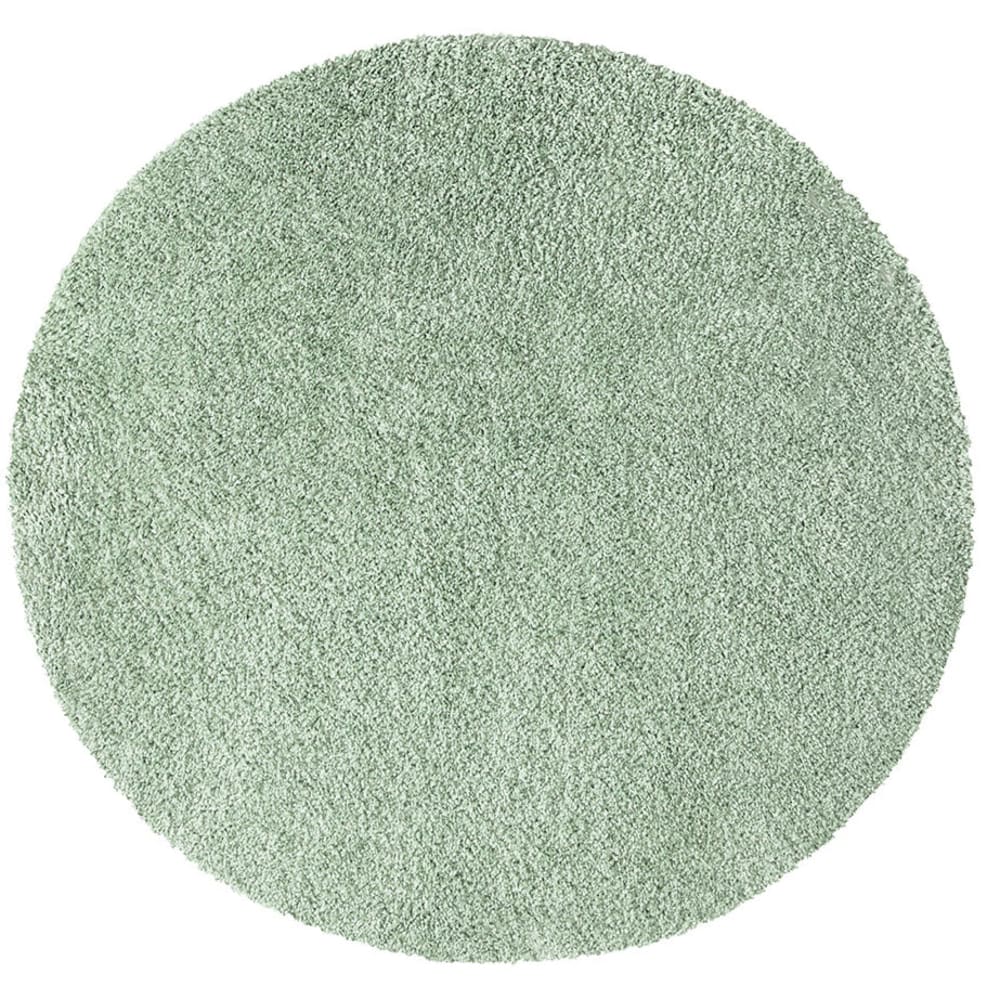 Tapis à Poils Longs Rond SOFTY Vert Amande 80x80cm