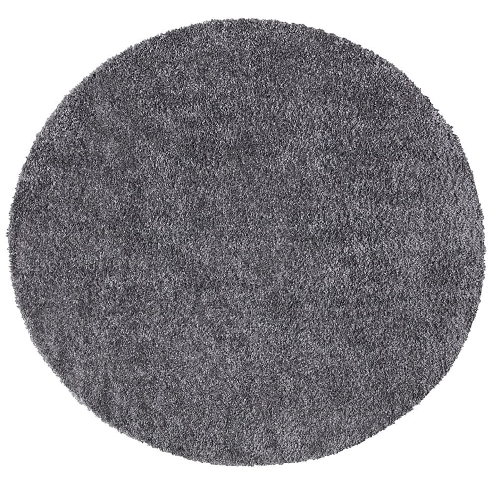 Tapis à Poils Longs Rond SOFTY Gris foncé 80x80cm