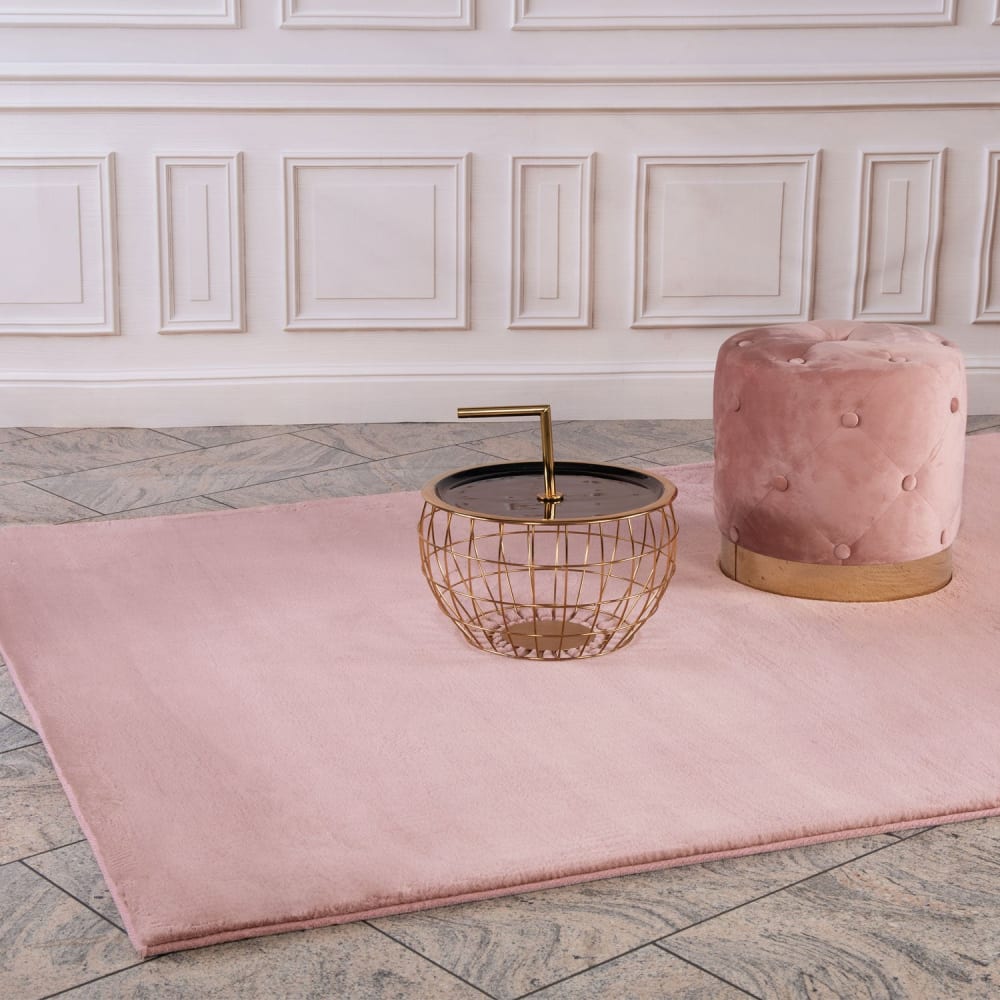 Tapis de Fourrure Velours Rose Poudré 160x230cm