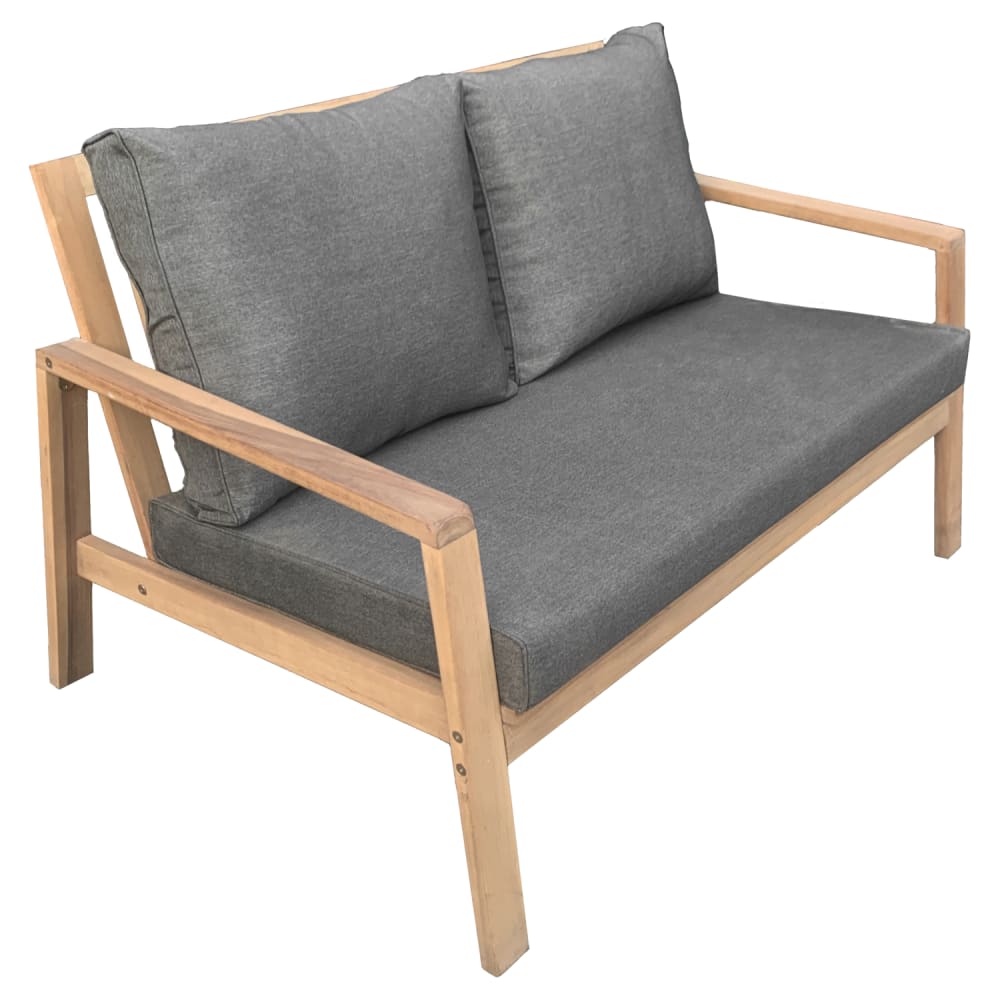 Salon de jardin 4 places en acacia avec coussins gris - Maisons du Monde