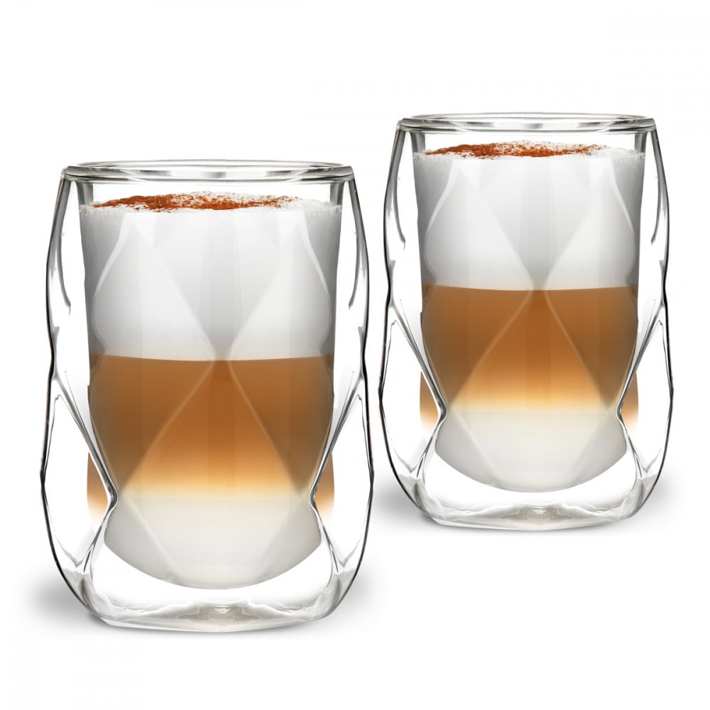 Vialli Lot de 2 verres double paroi 350ml en verre transparent style contemporain
