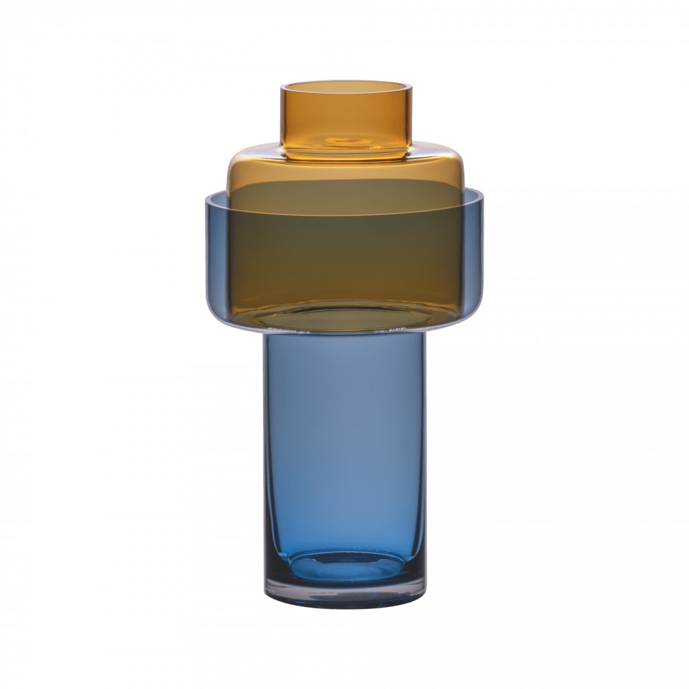 Vase en verre h31cm aura en verre bleu