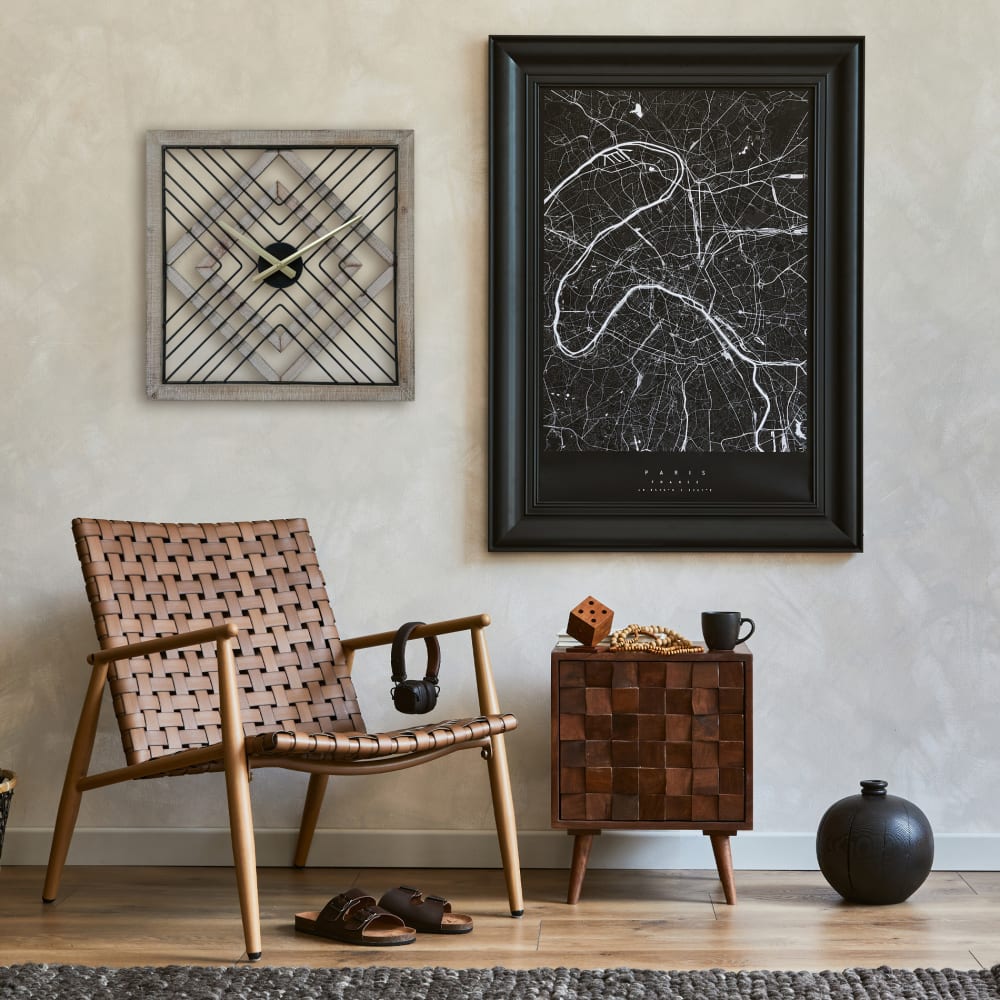 Horloge murale carrée noir et brune 50x50x4,5 cm - Maisons du Monde