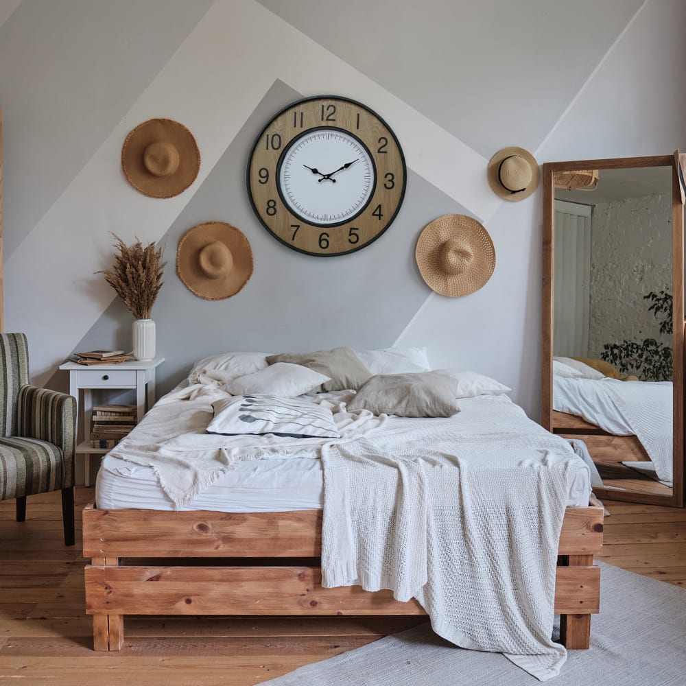 Orologio grande in legno e metallo marrone, nero e bianco Ø 50 cm