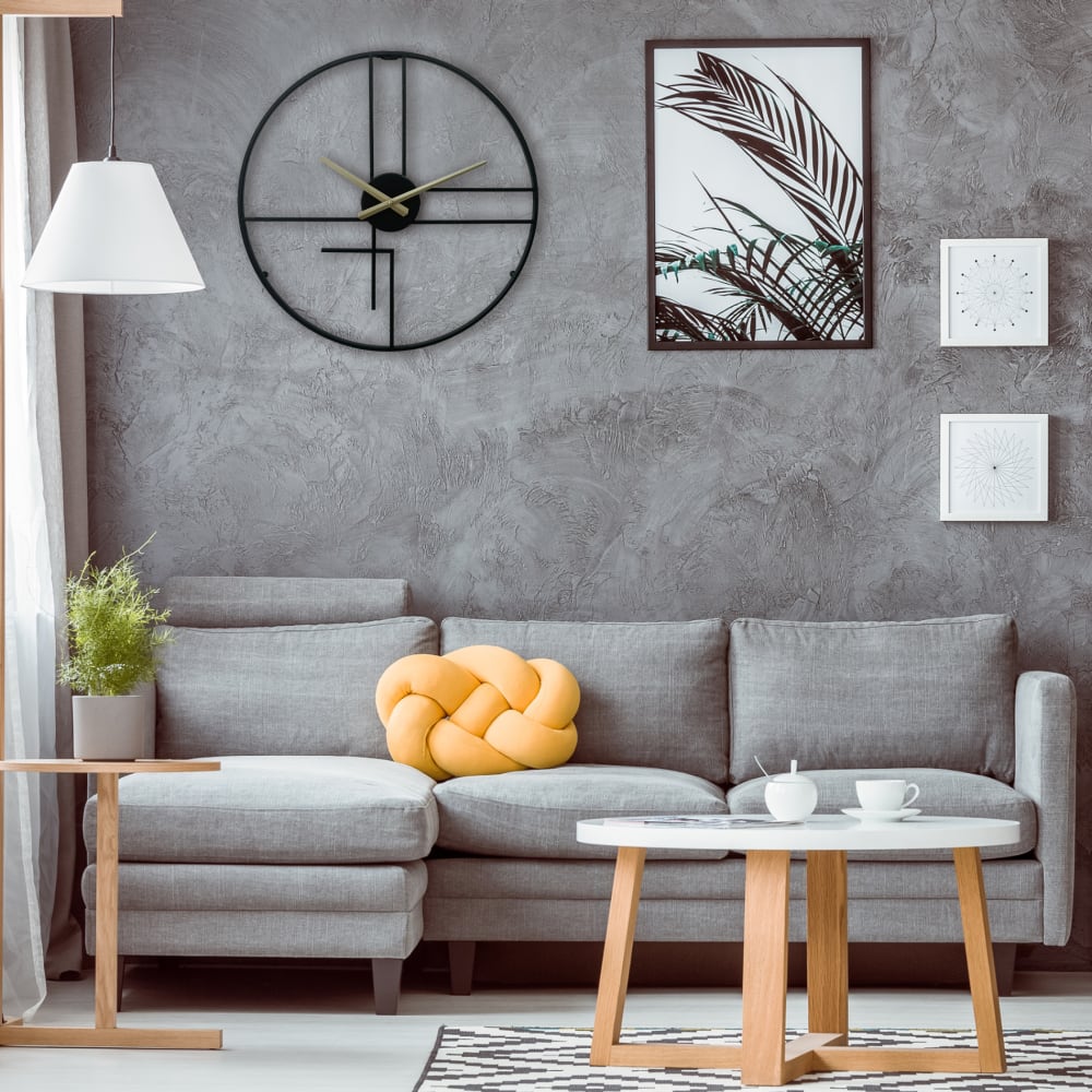 Horloge murale ronde en métal noire et dorée Ø 50 cm - Maisons du Monde