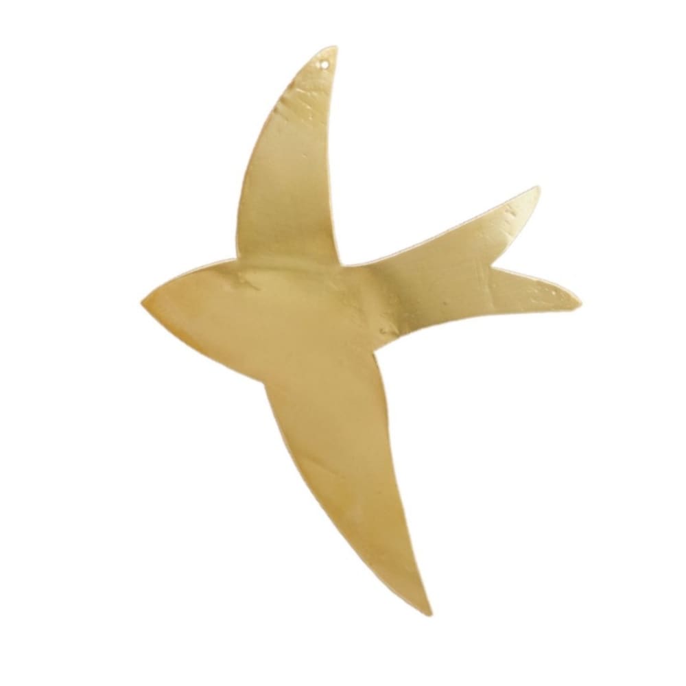 Déco murale hirondelle en laiton métal doré 20x20 cm