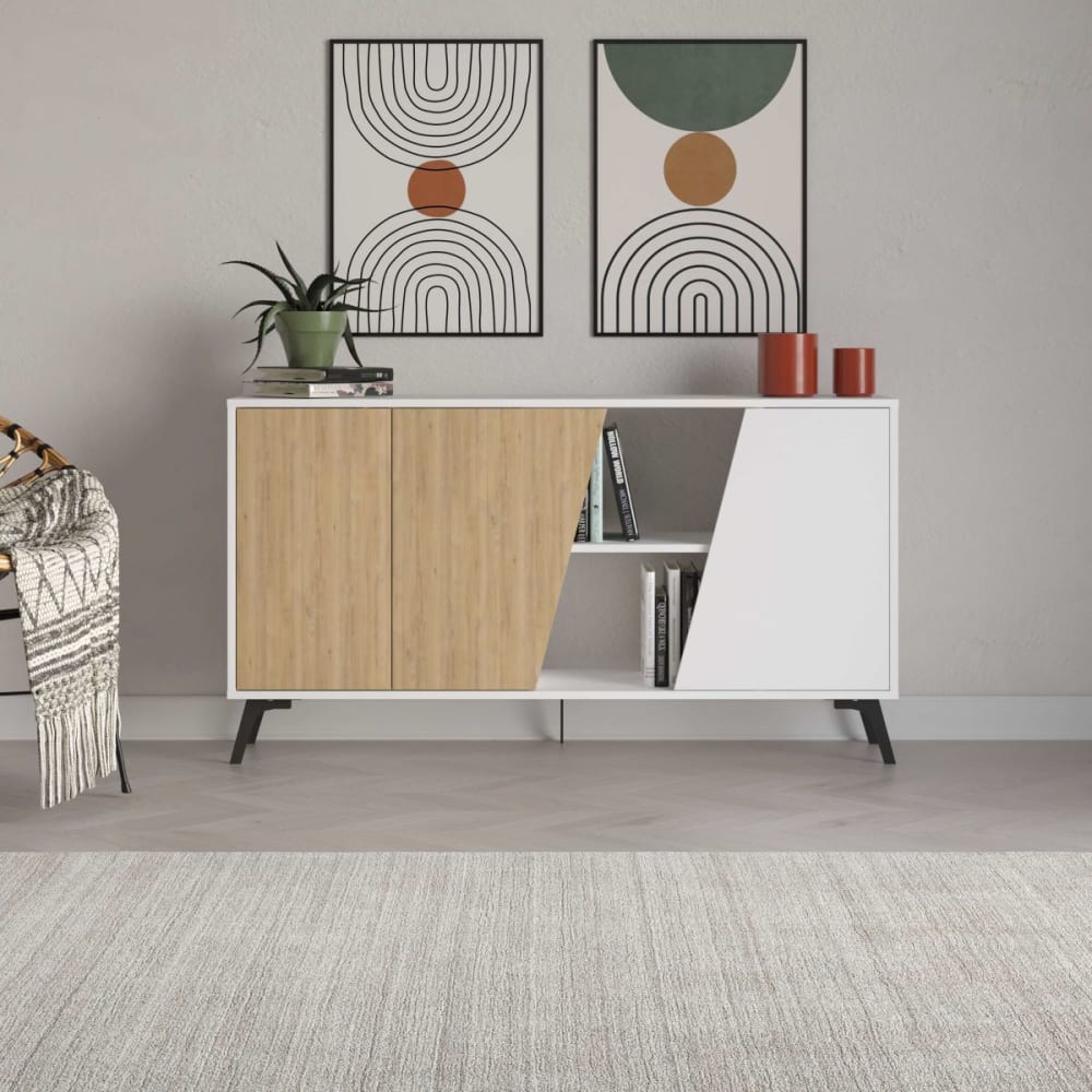 Consola baja 150 cm efecto balnco - roble - Maisons du Monde