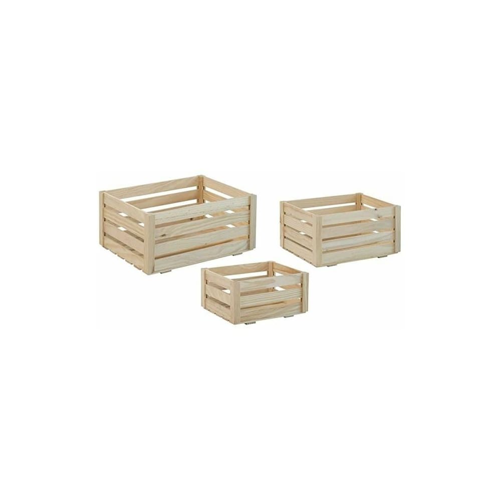 Caisse de rangement en pin brut (lot de 3)