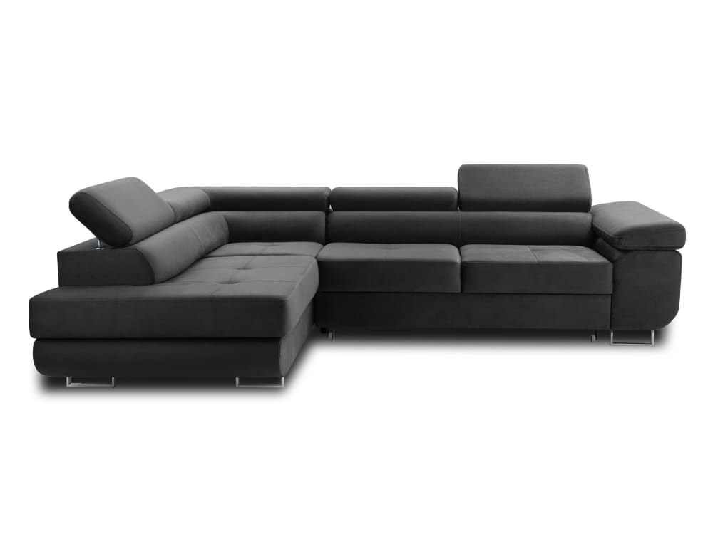 Canapé d'angle gauche 5 places en velours gris foncé - Maisons du Monde
