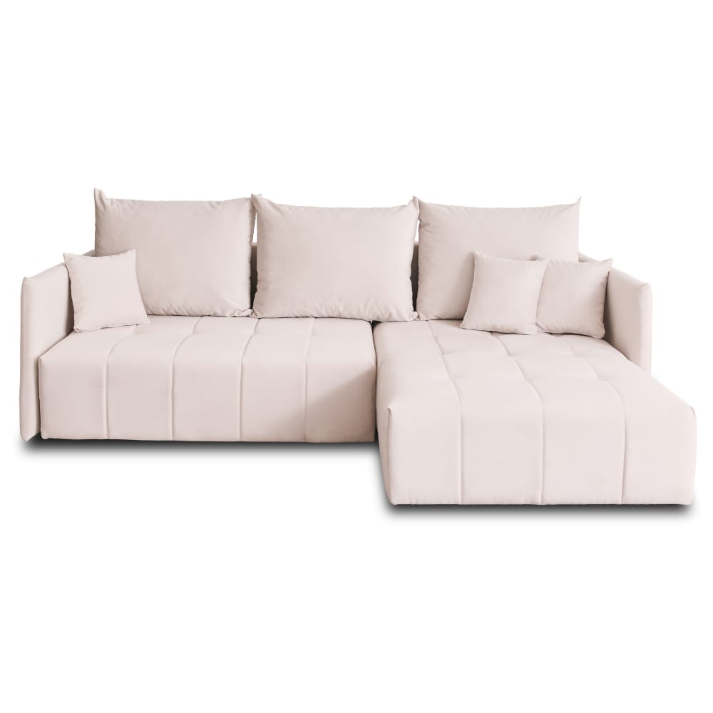 Canapé d'angle réversible convertible 4 places en velours beige