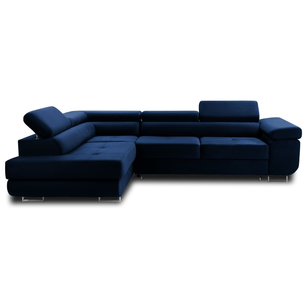 Canapé d'angle convertible 5 places en velours bleu nuit