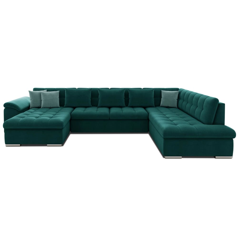 Canapé panoramique 7 places Angle droit en Tissu Bleu canard