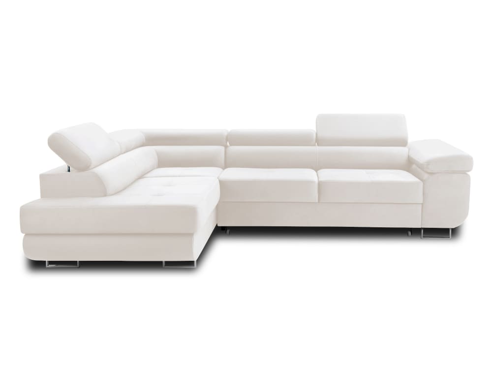Canapé d'angle gauche 5 places en velours beige - Maisons du Monde