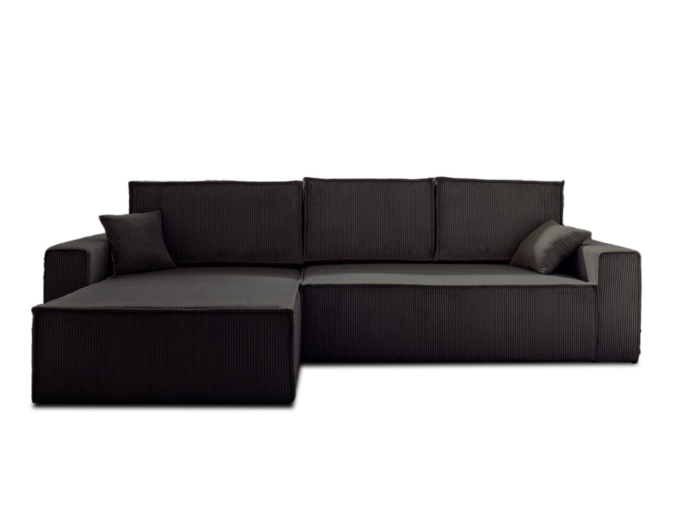 Canapé d'angle convertible 4 places en velours côtelé gris - Maisons du Monde