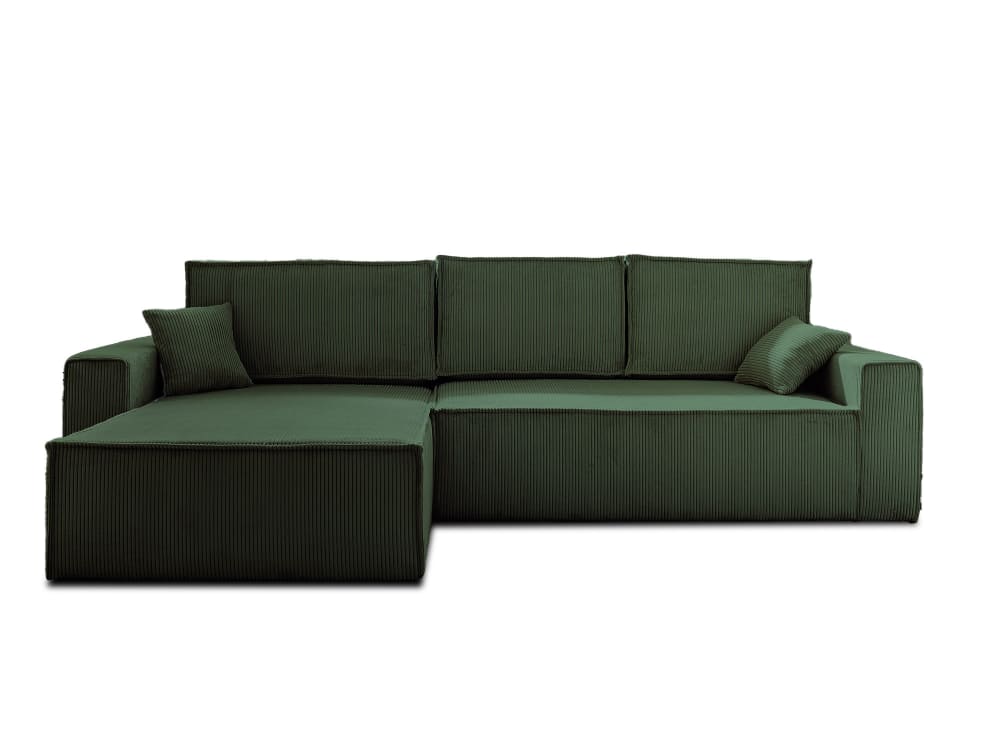 Canapé d'angle réversible convertible 4 places en velours côtelé vert - Maisons du Monde