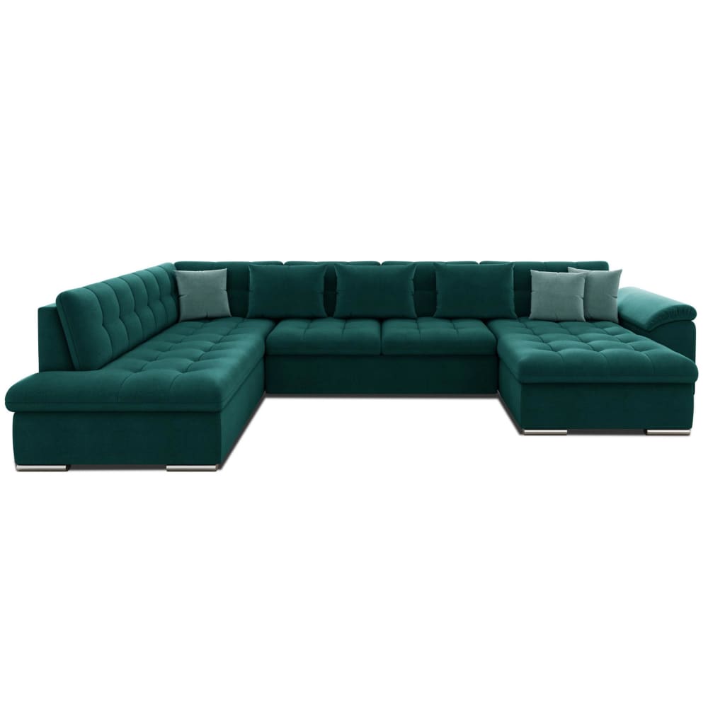 Canapé panoramique 7 places en Tissu Bleu canard