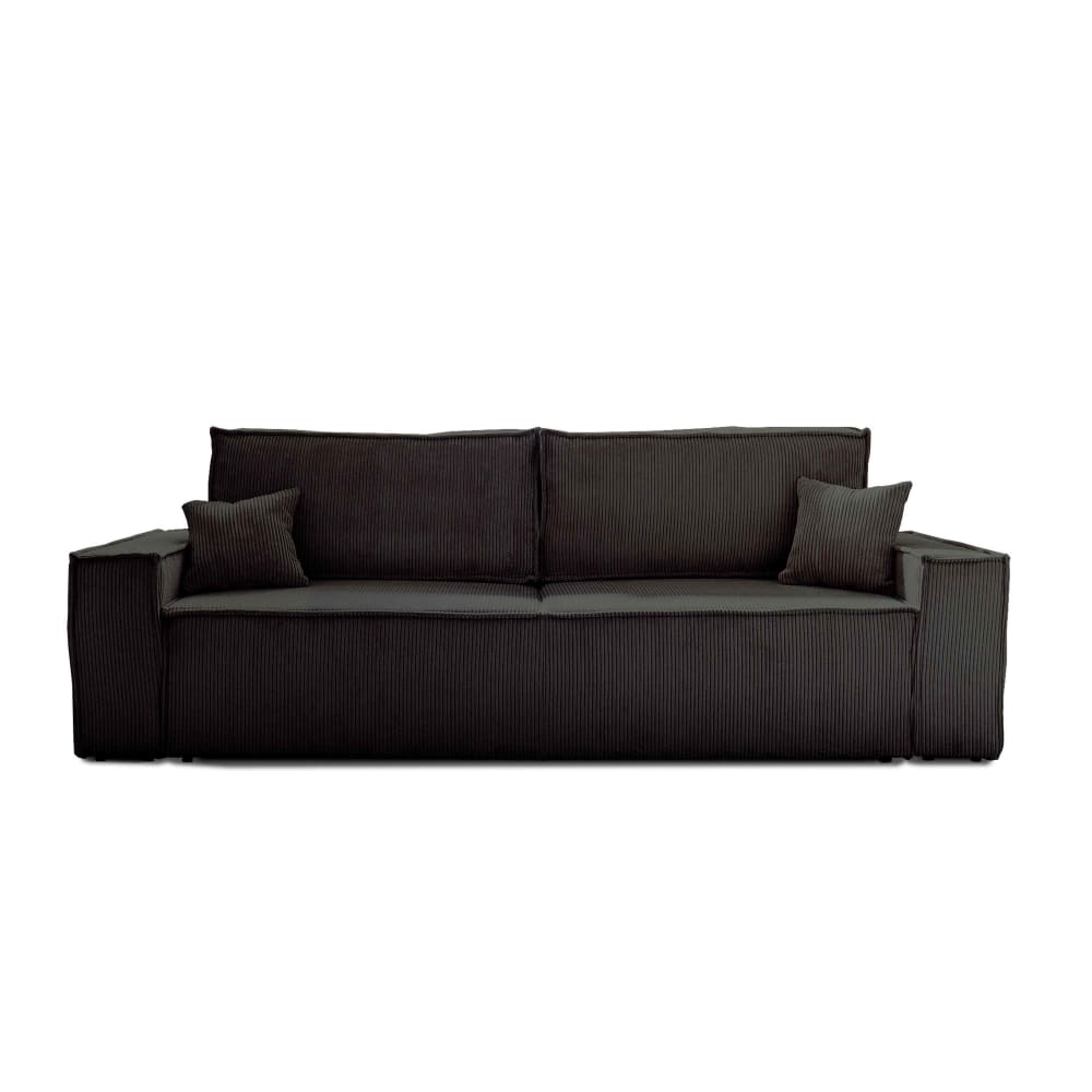 Canapé droit convertible 3 places en velours côtelé gris anthracite