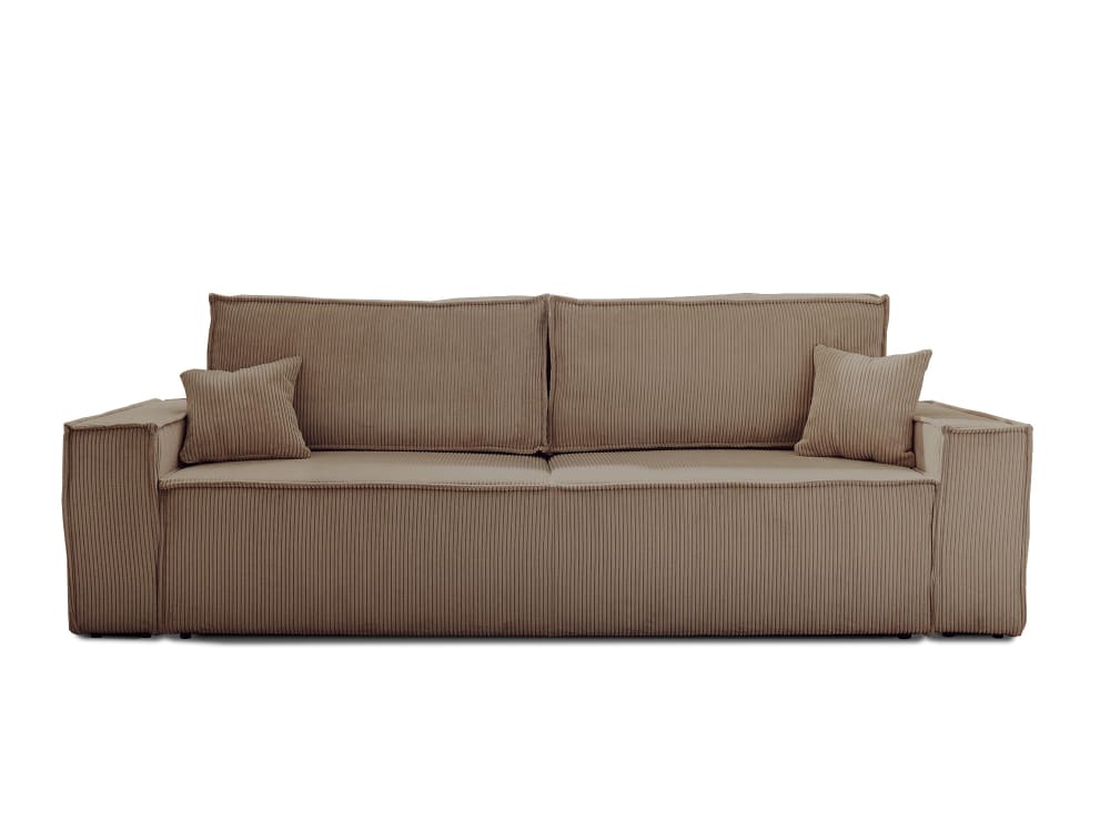 Canapé droit convertible 3 places en velours côtelé taupe - Maisons du Monde