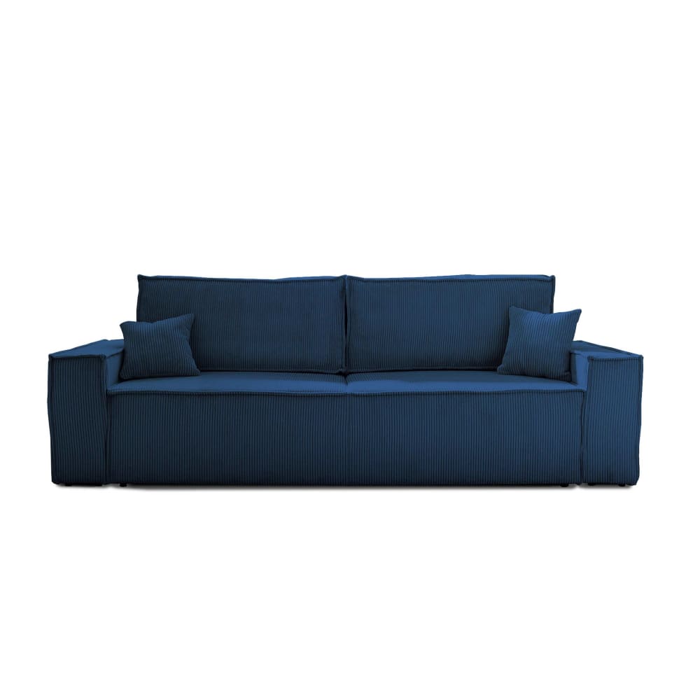 Canapé droit convertible 3 places en velours côtelé bleu ardoise