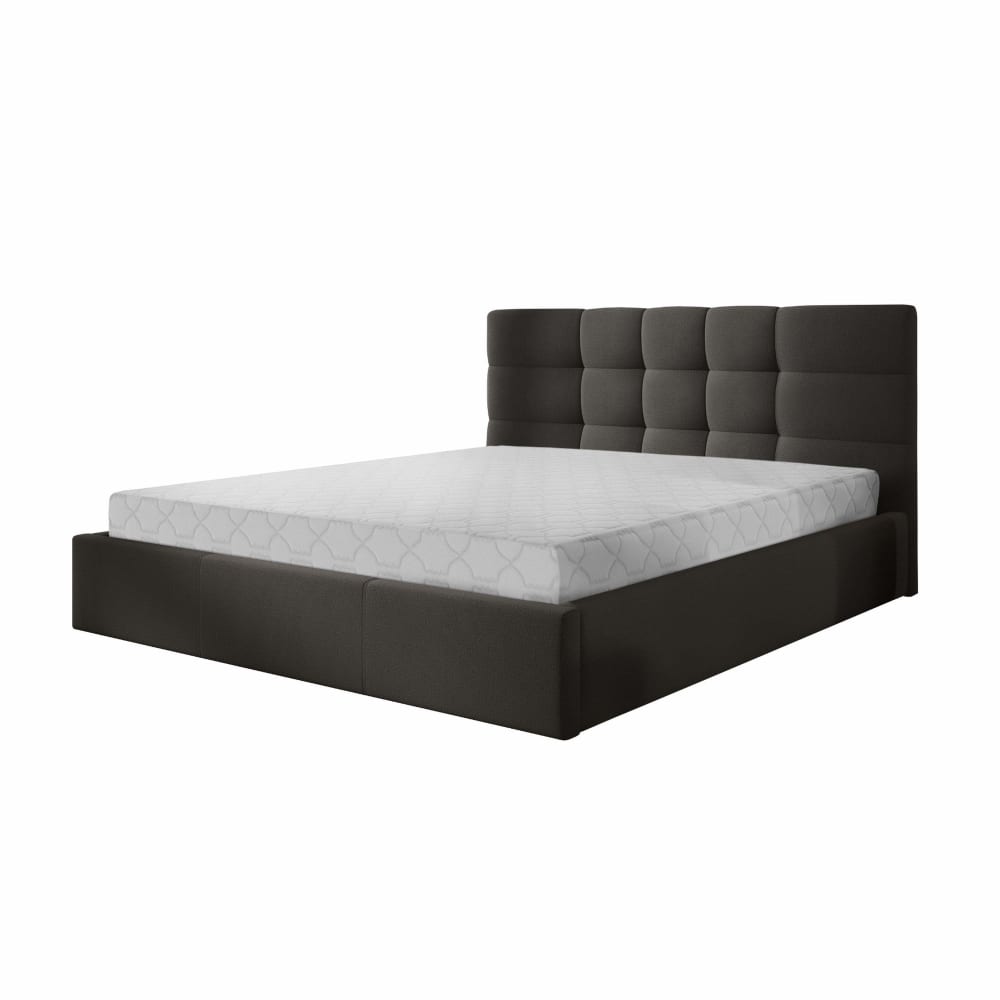 Lit coffre queen size   160x200   en tissu  gris anthracite