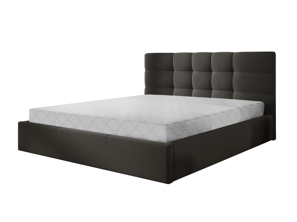 Lit coffre queen size 160x200 en tissu gris anthracite - Maisons du Monde